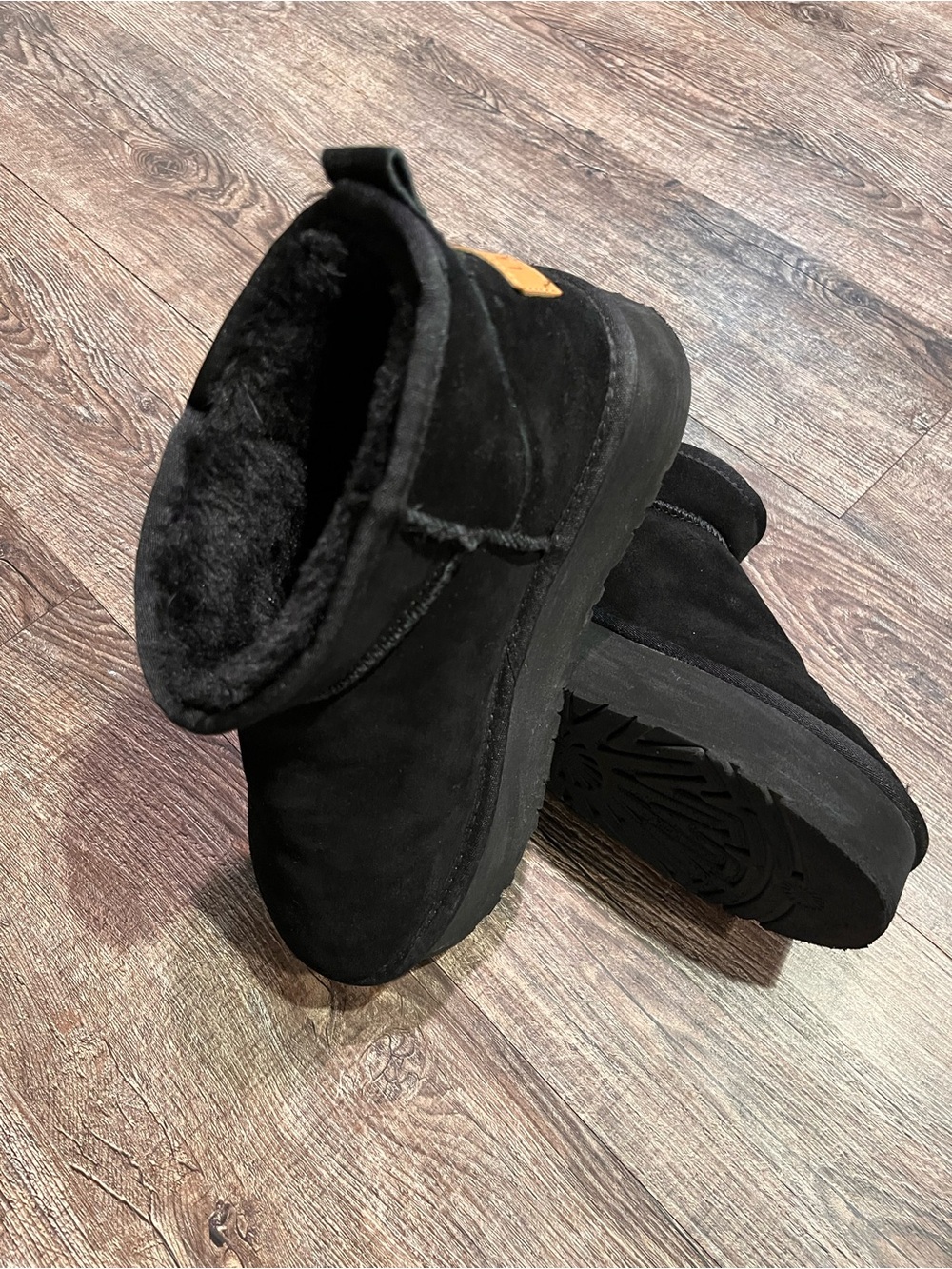 UGG Black Suede Shearling Ankle Booties